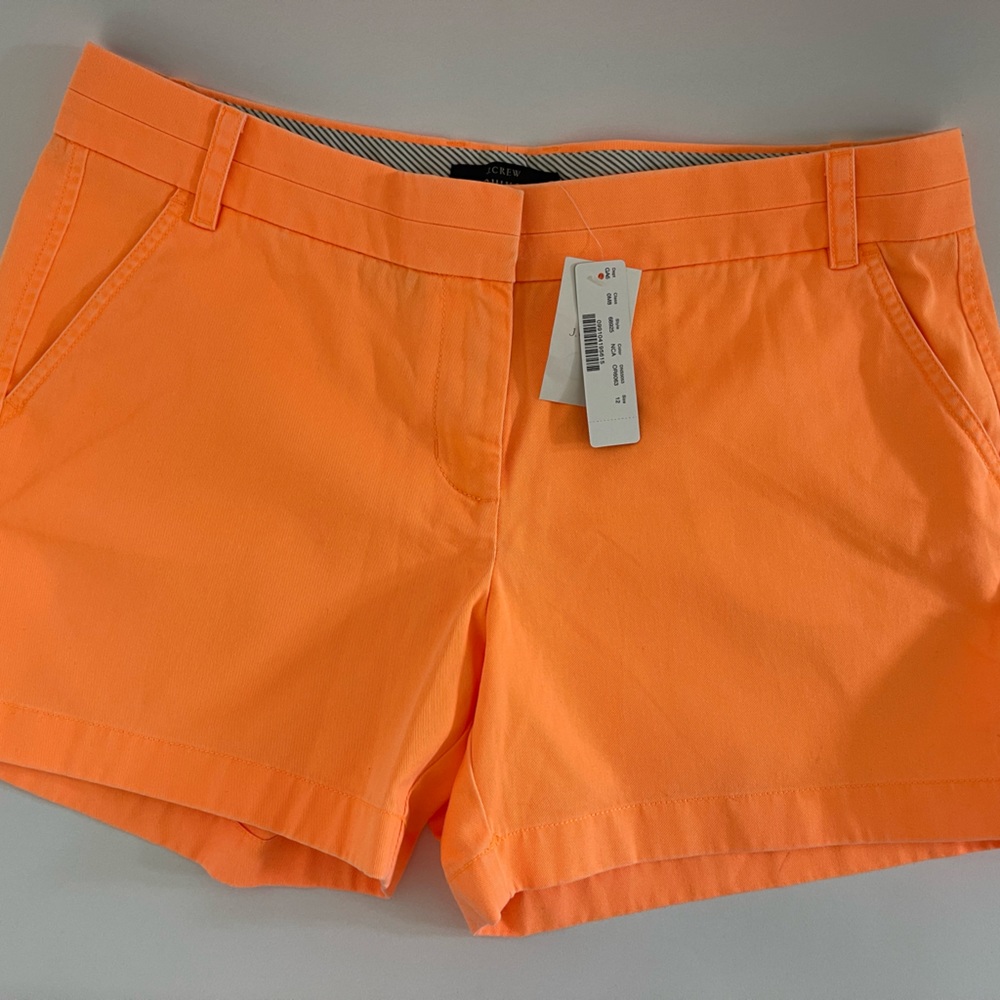J CREW Bright Orange Chino Shorts size 12 NWT